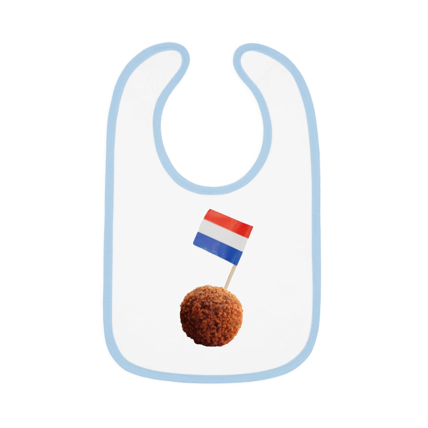 Slabbetje luchtblauw met Nederlandse vlag in bitterbal