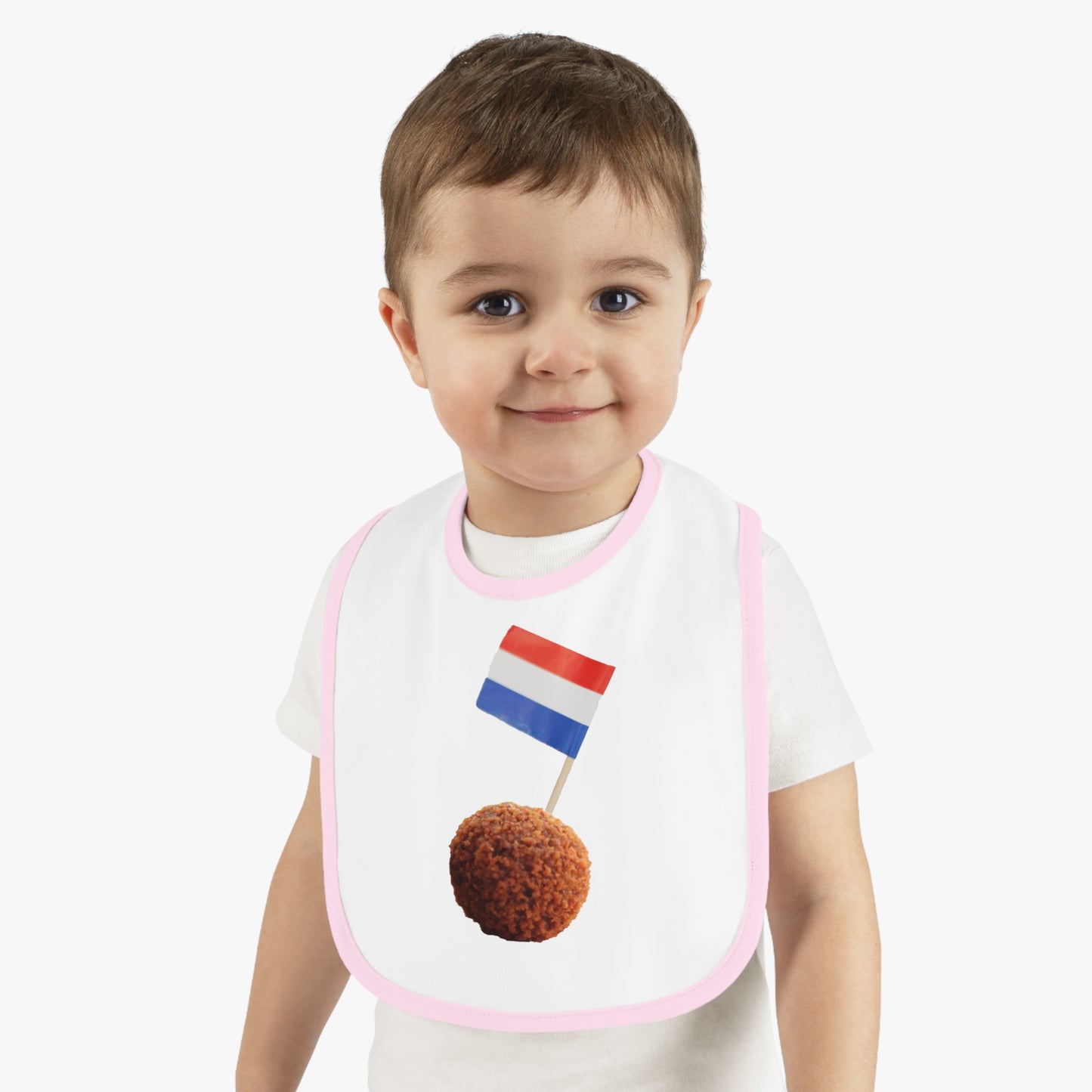Slabbetje roze met Nederlandse vlag in bitterbal_2
