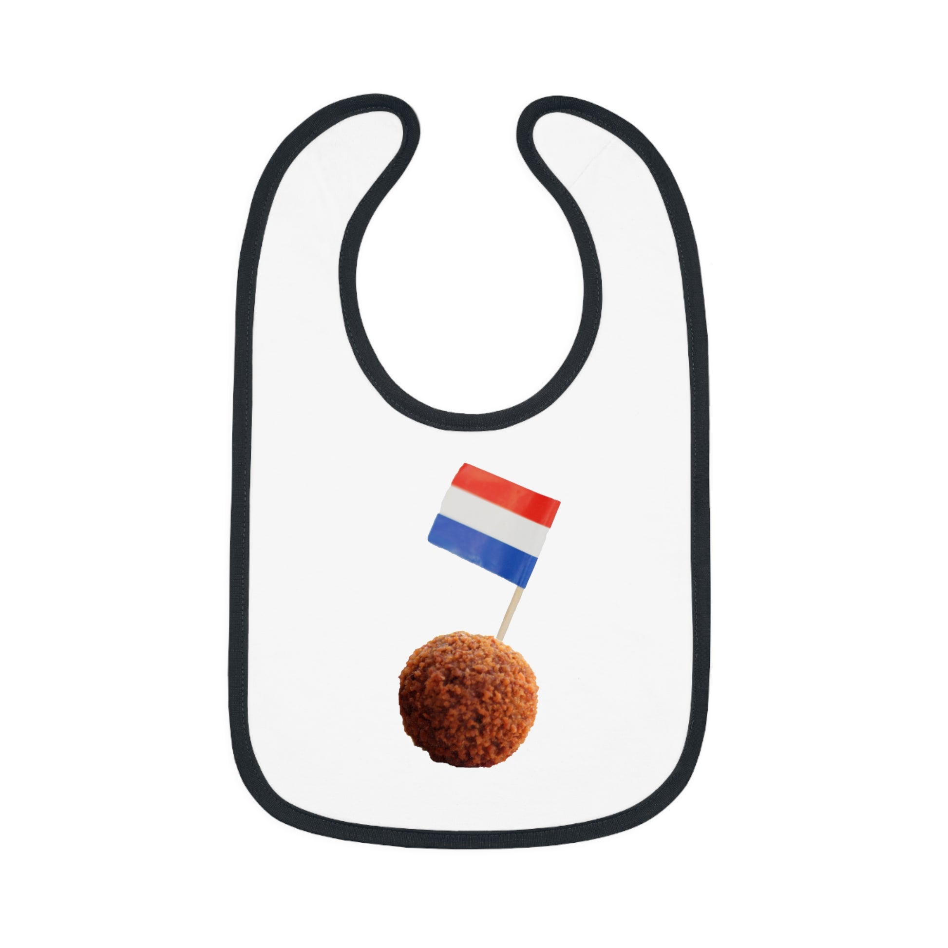 Slabbetje zwarte rand met Nederlandse vlag in bitterbal