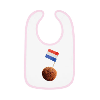 Slabbetje roze met Nederlandse vlag in bitterbal