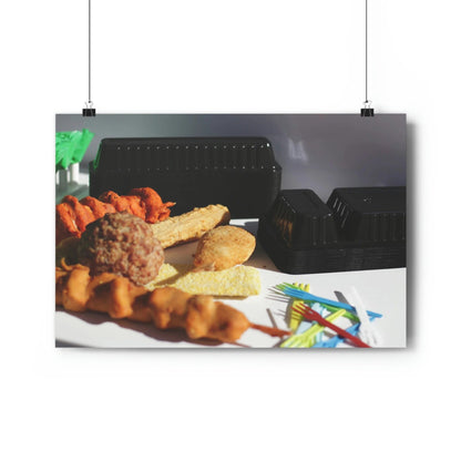 Poster met Nederlandse Frituursnacks en frietbakjes product