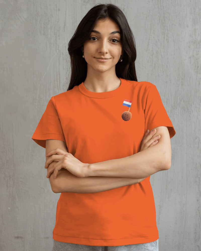 Oranje EK 2024 Dames T-shirt ( voor en achterkant bedrukt )